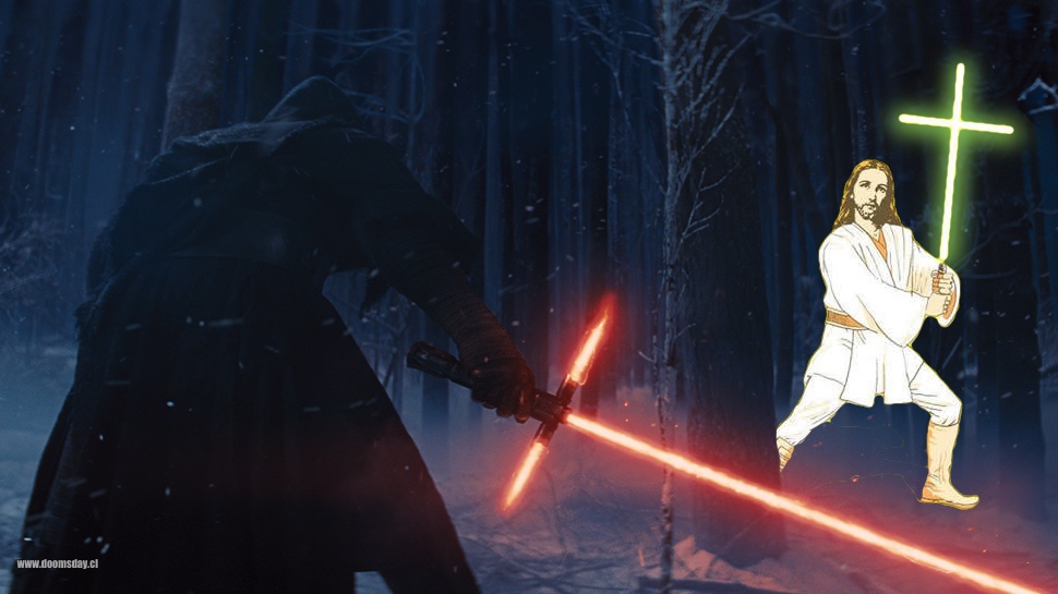Une parodie du teaser de Star Wars 7, avec Jesus et son sabre laser en form...
